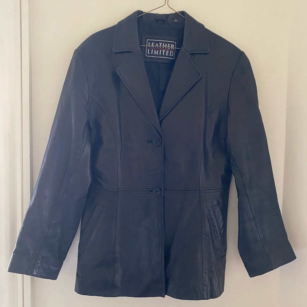 Vintage Black Leather Coat Size Women’s Large